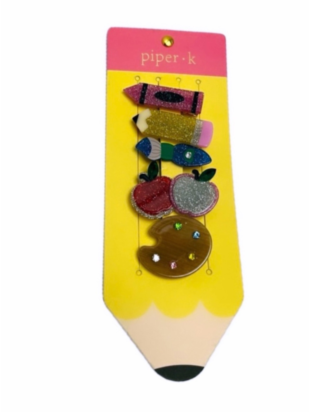 NWT ✏️🍎 Back to School Piper K Hair Clips set of 5